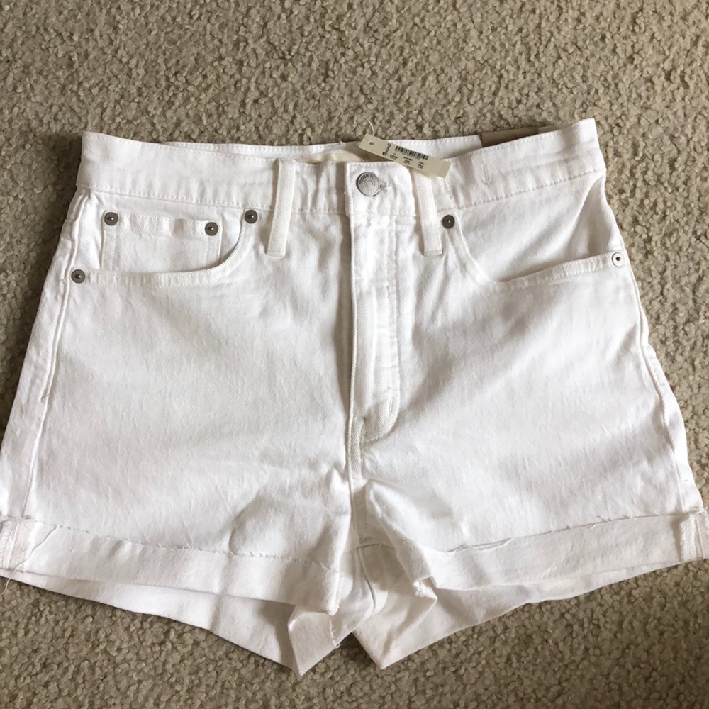 Madewell High-rise white denim shorts